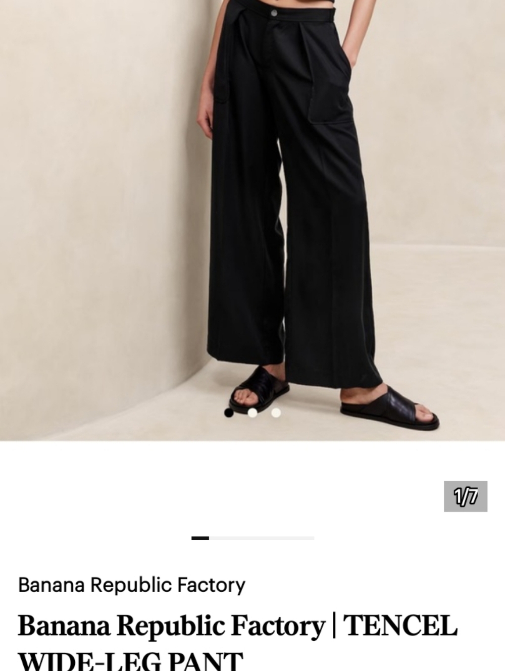 NWT: BANANA REPUBLIC FACTORY; 100% TENCEL, WIDE LEG PANT, BLACK, LARGE.